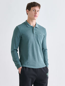 Polo Yaka Uzun Kollu Erkek Sweatshirt