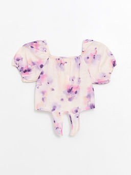 Kare Yaka K?z ?ocuk Crop Bluz