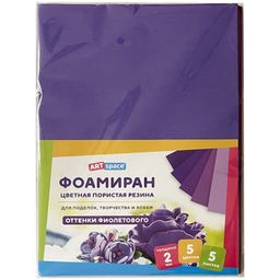 Фоамиран ArtSpace А4 5л. 5цв., толщина 2мм (Фа4_37748) оттенки фиолетового