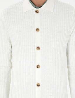 Трикотажный кардиган стандартного кроя цвета экрю - Cacharel фото 6