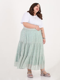 Юбка мятного цвета ярусная шифоновая - Almond фото 8