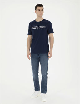 Lacivert Straight Fit Jean Pantolon