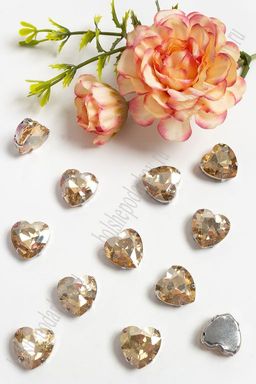 Стразы пришивные 16 мм "Сердечко" (10 шт) SF-3715, бежевый №22