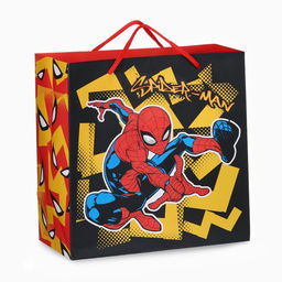 Пакет подарочный крафт 22х22х11 см, Человек-паук