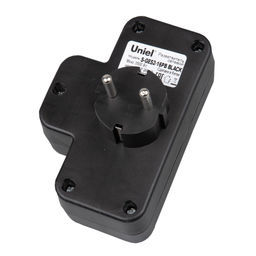 S-GES2-16PB BLACK Разветвитель сетевой с выключателем, с/з. 2 гнезда. 16А, 3500Вт. Черный. ТМ Uniel