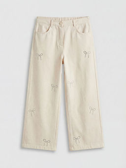 K?z ?ocuk Ta? ??lemeli Gabardin Pantolon