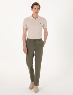 Haki Ex. Slim Fit Beli Lastikli Kordonlu Klasik Jogger Pantolon