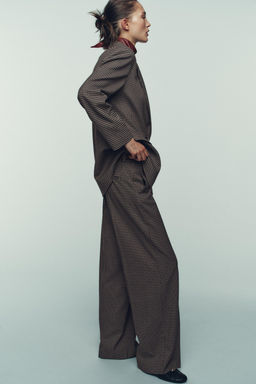 STRAIGHT CHECK TROUSERS WITH BELT - Zara фото 3