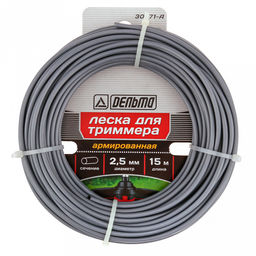 Леска для триммера 15м, s2,5мм Круг, нейлон, армированная (Россия)