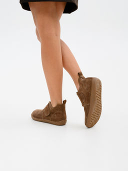 Босоногие ботинки 209.NATAbr.Серо-коричневая замша/мех