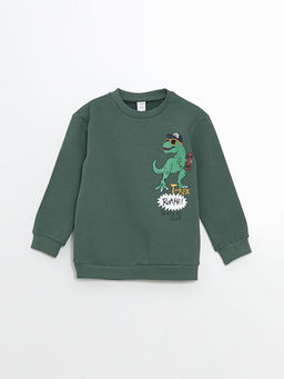 Dinozor Bask?l? Erkek ?ocuk Sweatshirt