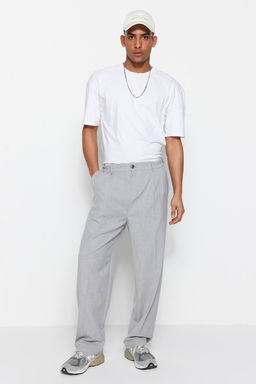 TRENDYOL MAN Gri Palazzo Lastik Belli Pileli Bol Kumas Pantolon TMNAW23PL00037 - Trendyolmilla фото 5