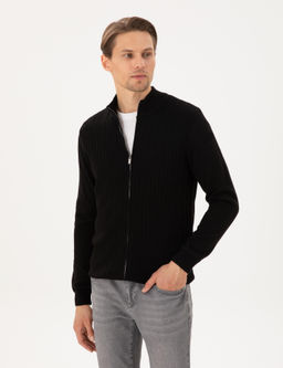 Siyah Slim Fit Fermuarl_ Triko H_rka