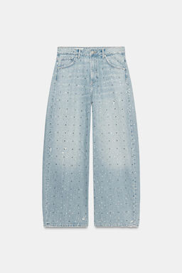 TRF BAGGY JEANS WITH RHINESTONE JEWELS - Zara фото 5