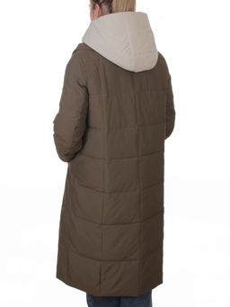 A610 DK. GREEN (KHAKI) Пальто зимнее женское со съемным жилетом (200 гр. био-пух)