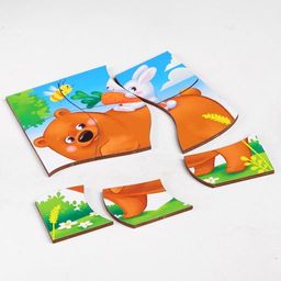 Пазл разрезной Лесные животные, 3 картинки в раме - Лесная мастерская фото 6