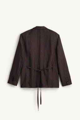 BLAZER TRAJE RAYAS VISCOSA - LINO / Marr?n oscuro - Zara фото 6