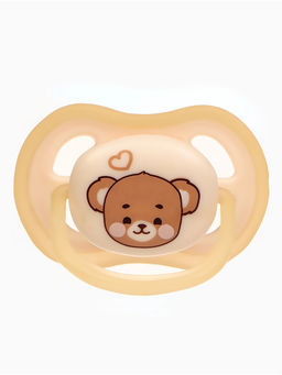 Светящаяся соска-пустышка анатомическая, силикон, от 0 мес., «Мишка», цвет бежевый