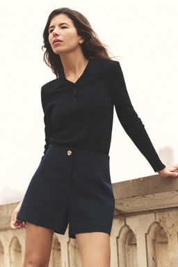 RIBBED KNIT POLO NECK JUMPER - Zara фото 9