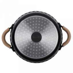 Кастрюля с антипригарным покрытием Fiamma 4,6л, д24см, h18см, s1,6мм, дно s4,5мм, литой алюминий, стеклянная крышка, пароотвод, бакелитовая ручка с покрытием soft-touch, силиконовые съемные ручки-прихватки, капсульное дно, цветная коробка, Regen - Домашняя мода фото 3