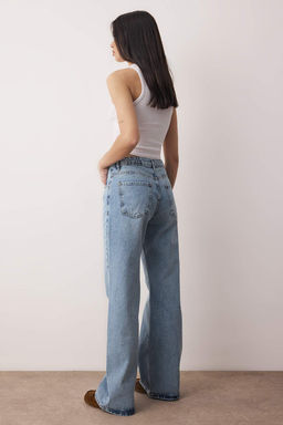 Koyu Mavi Yuksek Bel Wide Leg Palazzo Jeans TWOAW26JE00269 - Trendyolmilla фото 11