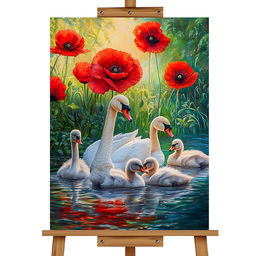 Мозаика алмазная "Семья лебедей" 30*40см