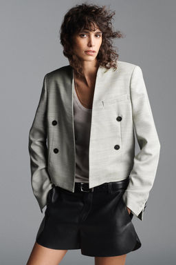 BLAZER CROPPED ZW COLLECTION LIMITED EDITION / Gris claro - Zara фото 2