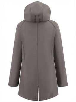 Парка женская софтшелл виндстоппер удлинённая с капюшоном темно-серого цвета 9618_1TC