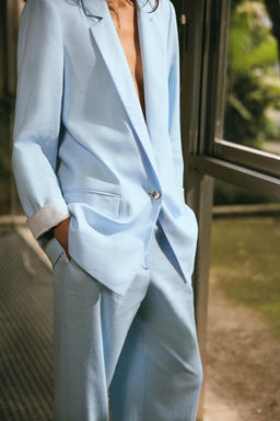 LINEN BLEND BLAZER WITH PRINTED CUFFS - Zara фото 10