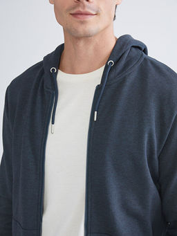 Kap??onlu Uzun Kollu Erkek Fermuarl? Sweatshirt