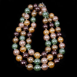 Бусы из жемчуга Майорка mix зеленого, коричневого, розового и желтого цвета 6мм