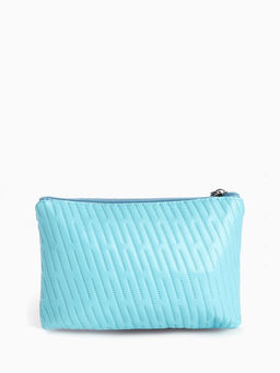 Косметичка на молнии плоская, с подкладкой, маленькая, с принтом, голубая - Simaland фото 2