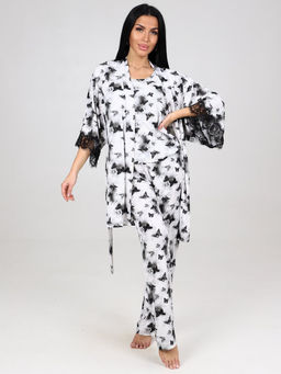 600-ХП ЖЕНСКИЙ КОМПЛЕКТ ТРОЙКА (Бабочки на белом)