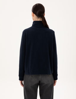 Lacivert Comfort Fit Fermuarl_ Polar Sweatshirt