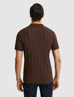 Kahverengi Slim Fit Pamuk Kar___ml_ Polo Yaka Triko T-shirt
