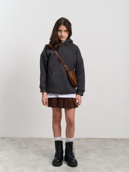 Толстовка с капюшоном для девочки "Basic" темно-серый