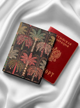 Кожаная обложка для паспорта с принтом wh-LeatherCover-olga-palm_tree