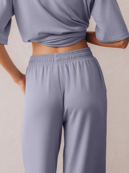 Пижама домашняя Indefini футболка и брюки из полиэстера голубая  фото 6