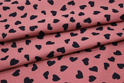 Теплый хлопок Чернильные сердечки на св.кораллово-брусничном, ш.1.5м, хлопок-100%, 150гр/м.кв - Купава фото 5