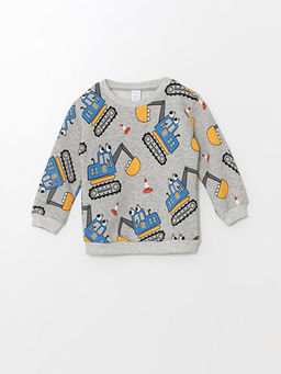 Bisiklet Yaka Uzun Kollu Bask?l? Erkek Bebek Sweatshirt
