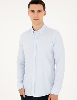 A__k Mavi Slim Fit Uzun Kollu G_mlek