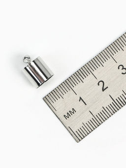 Концевик-шапочка, СМ-165, (набор 5 шт.), 1.2?0.8 см, d(вн.)=0.7 см, цвет серебро