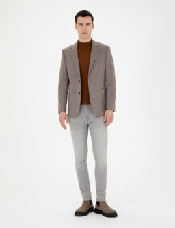 A__k Kahverengi Slim Fit %100 Ka_mir Ceket