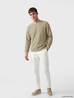 Bisiklet Yaka Fitilli Erkek Sweatshirt