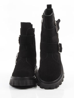 04-PAX40-2Z BLACK Ботинки зимние женские (натуральная замша, 100% шерсть) размер 38 маломерит на пол