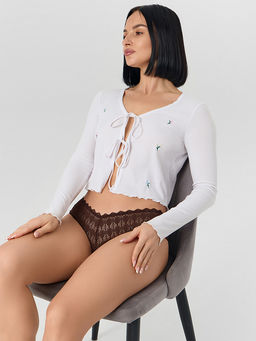 Цена за 2 штуки! Трусы слипы женские коричневые кружевные - Mark formelle фото 8