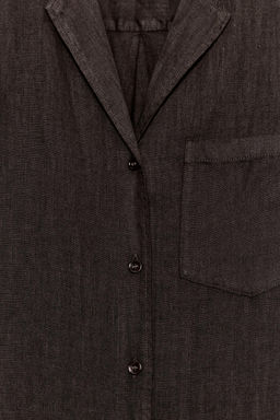CAMISA LINO BOLSILLO ZW COLLECTION / Marr?n - Zara фото 8