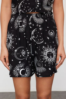 Trendyolmilla Kad?n Couple/Cift Mavi Galaksi Desenli Viskon Sortlu Dokuma Pijama Tak?m? THMSS24PT00135 фото 14