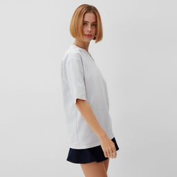 Футболка оверсайз с нашивкой женская MINAKU: One Most Brand, серая меланж, размер 50