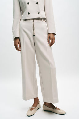 CROPPED TROUSERS WITH CHAIN BELT - Zara фото 2